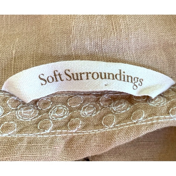 SOFT SURROUNDINGS TAN LINEN & COTTON BLEND EMBROIDERED TUNIC TOP. WOMEN’S SZ L - Picture 8 of 10
